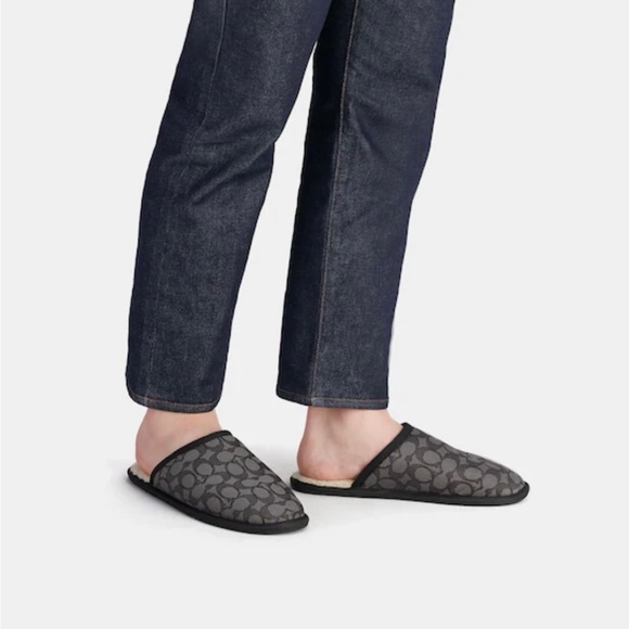 Coach Men's Slipper In Signature Jacquard - Colour: Smoke Coal/Black - Size: 7 - Picture 5 of 5